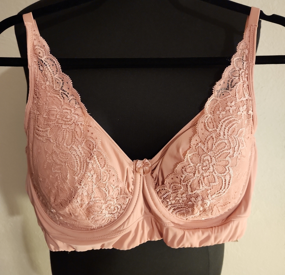 Rhonda Shear Dusty Rose Lace Underwire Bra Size 2X